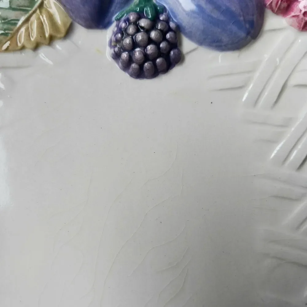 VINTAGE Serving Platter Hand Painted 1970 Majolica Art Ceramic Spring Easter 16
